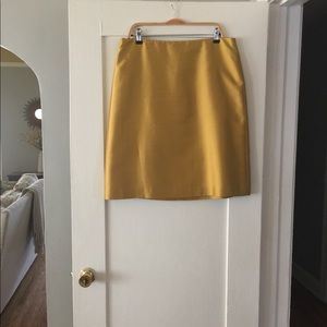 J. Crew Gold Pencil Silk Skirt (Size 12)